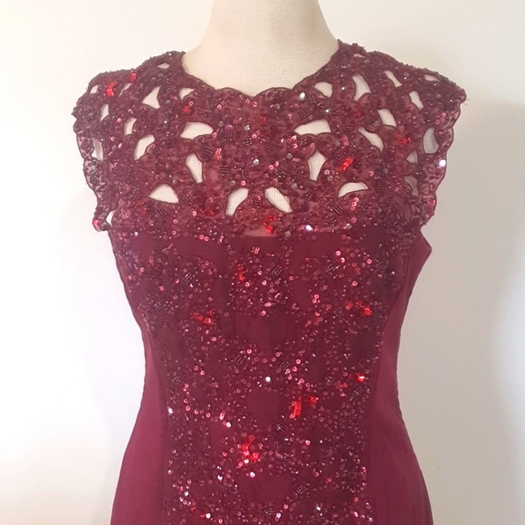 French Connection Size 14 Red Maroon Sequin Evening Dress - Picture 2 of 9